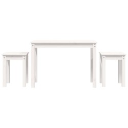 vidaXL Mesas apilables 3 piezas madera maciza de pino blanco