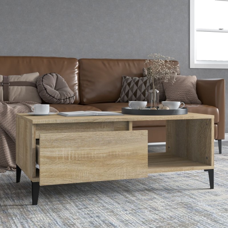 vidaXL Mesa de centro madera contrachapada roble Sonoma 90x50x36,5 cm vidaXL Mesa de centro madera contrachapada roble Sonoma 90x50x36,5 cm