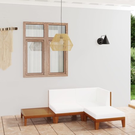 vidaXL Juego muebles de jardín y cojines 4 pzas madera maciza acacia