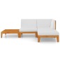 vidaXL Juego muebles de jardín y cojines 4 pzas madera maciza acacia