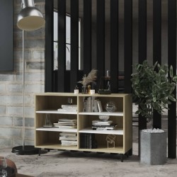 vidaXL Aparador de madera contrachapada blanco y roble 103,5x35x70 cm