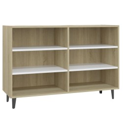 vidaXL Aparador de madera contrachapada blanco y roble 103,5x35x70 cm