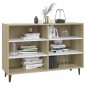 vidaXL Aparador de madera contrachapada blanco y roble 103,5x35x70 cm vidaXL Aparador de madera contrachapada blanco y roble 103,5x35x70 cm