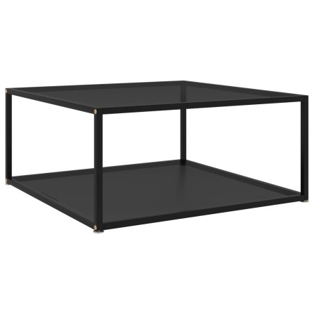 vidaXL Mesa de centro  vidrio templado negro 80x80x35 cm