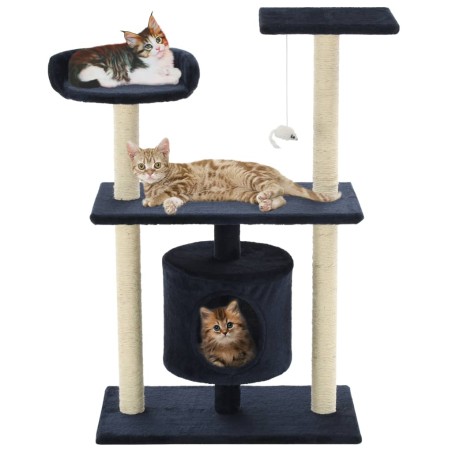 vidaXL Rascador para gatos poste de sisal 95 cm azul oscuro