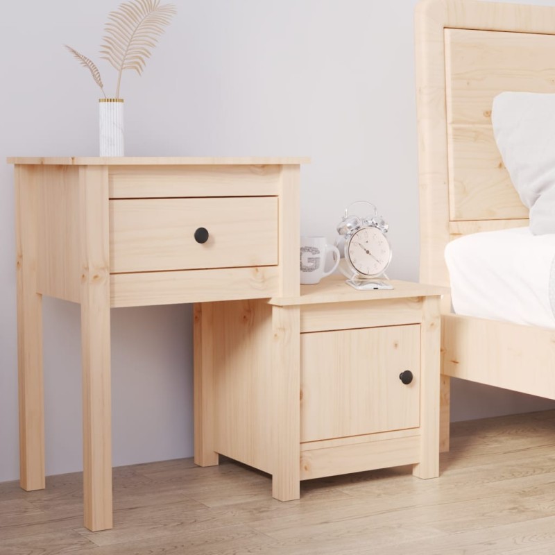 vidaXL Mesita de noche madera maciza de pino 79,5x38x65,5 cm vidaXL Mesita de noche madera maciza de pino 79,5x38x65,5 cm