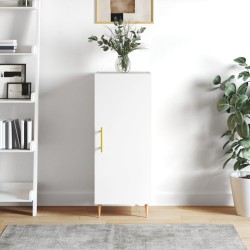 vidaXL Aparador de madera contrachapada blanco brillante 34,5x34x90 cm