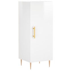 vidaXL Aparador de madera contrachapada blanco brillante 34,5x34x90 cm