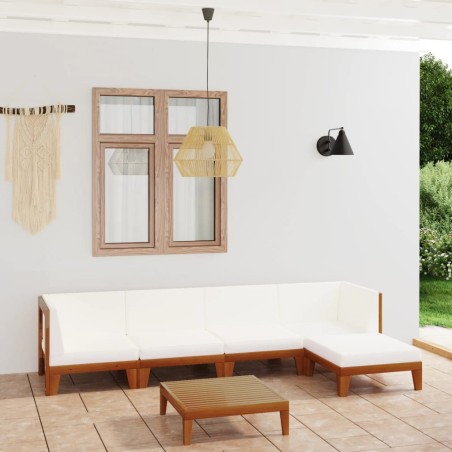 vidaXL Juego muebles de jardín y cojines 6 pzas madera maciza acacia