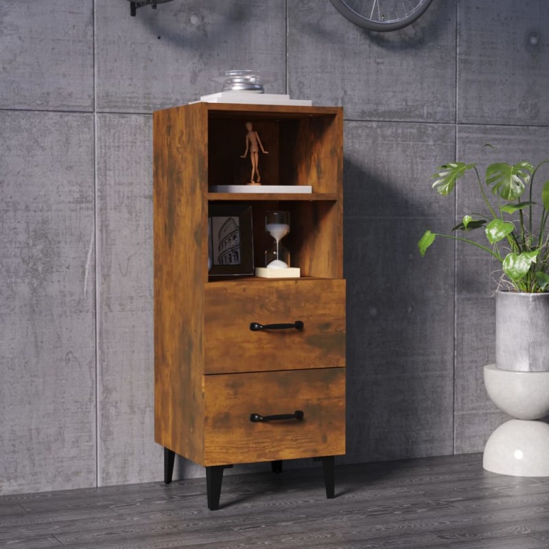 vidaXL Aparador madera contrachapada roble ahumado 34,5x34x90 cm