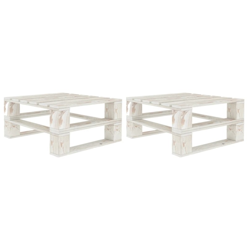 vidaXL Mesas de palés para jardín 2 unidades madera blanco vidaXL Mesas de palés para jardín 2 unidades madera blanco