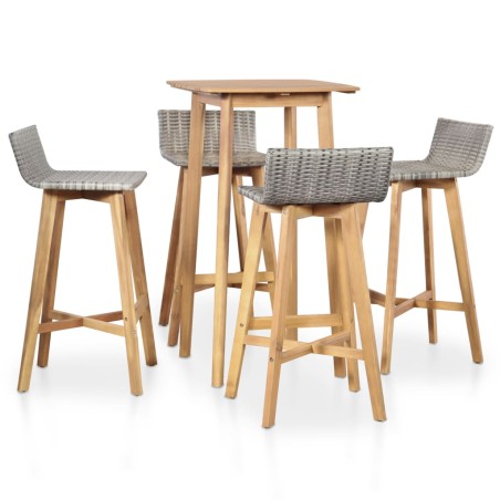 vidaXL Set de comedor de jardín 5 piezas madera maciza de acacia