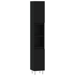 vidaXL Armario de baño madera contrachapada negro 30x30x190 cm