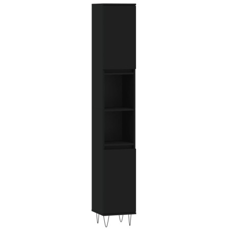 vidaXL Armario de baño madera contrachapada negro 30x30x190 cm