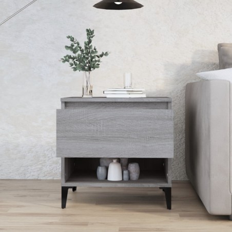 vidaXL Mesa auxiliar de madera contrachapada gris Sonoma 50x46x50 cm