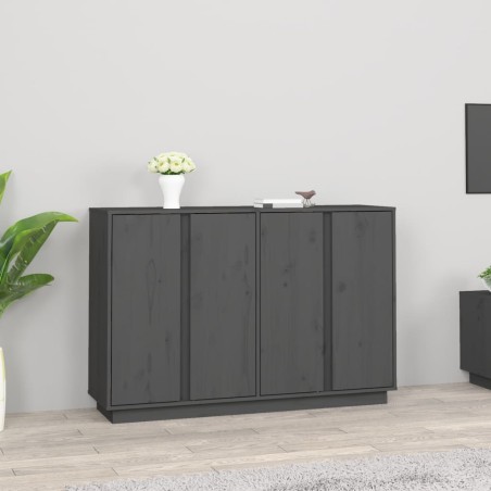 vidaXL Aparador de madera maciza de pino gris 120x35x80 cm