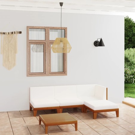 vidaXL Juego muebles de jardín y cojines 5 pzas madera maciza acacia