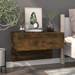 vidaXL Mesita de noche de pared roble ahumado