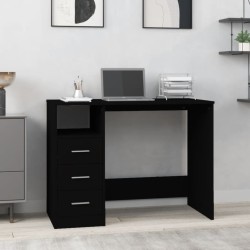 vidaXL Escritorio cajones madera contrachapada negro 102x50x76 cm