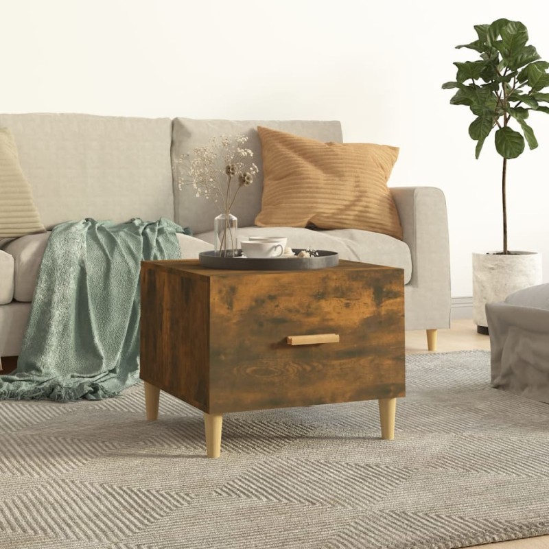 vidaXL Mesa de centro madera contrachapada roble ahumado 50x50x40 cm vidaXL Mesa de centro madera contrachapada roble ahumado 50x50x40 cm