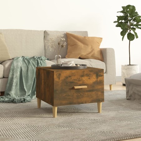 vidaXL Mesa de centro madera contrachapada roble ahumado 50x50x40 cm