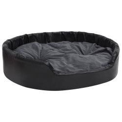 vidaXL Cama de perros felpa y cuero sintético gris oscuro 99x89x21 cm