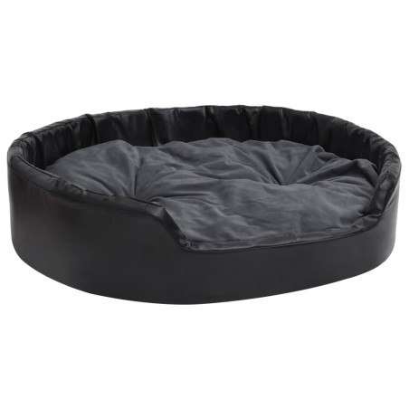 vidaXL Cama de perros felpa y cuero sintético gris oscuro 99x89x21 cm