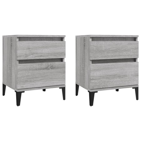vidaXL Mesitas de noche 2 unidades gris Sonoma 40x35x50 cm