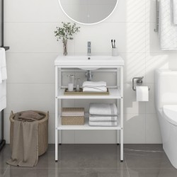 vidaXL Estructura de lavabo de hierro blanco 59x38x83 cm