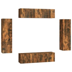 vidaXL Set de muebles de TV 6 pzas madera contrachapada roble ahumado