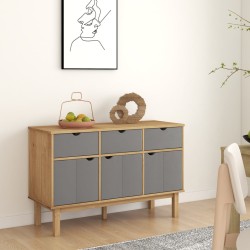 vidaXL Aparador OTTA madera maciza pino marrón y gris 114x43x73,5 cm