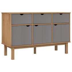 vidaXL Aparador OTTA madera maciza pino marrón y gris 114x43x73,5 cm