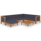 vidaXL Juego muebles de jardín y cojines 8 pzas madera maciza acacia vidaXL Juego muebles de jardín y cojines 8 pzas madera maciza acacia