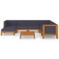 vidaXL Juego muebles de jardín y cojines 8 pzas madera maciza acacia vidaXL Juego muebles de jardín y cojines 8 pzas madera maciza acacia