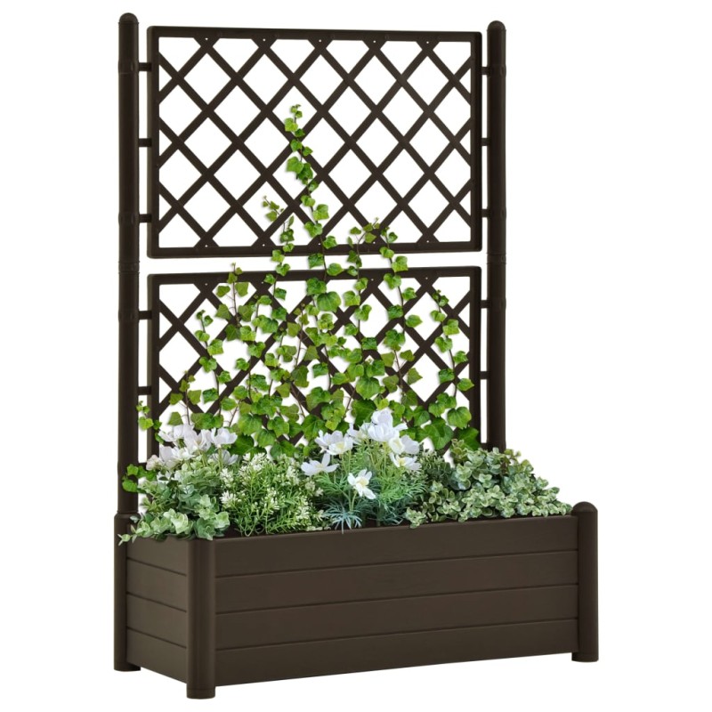 vidaXL Jardinera con enrejado PP moca 100x43x142 cm vidaXL Jardinera con enrejado PP moca 100x43x142 cm