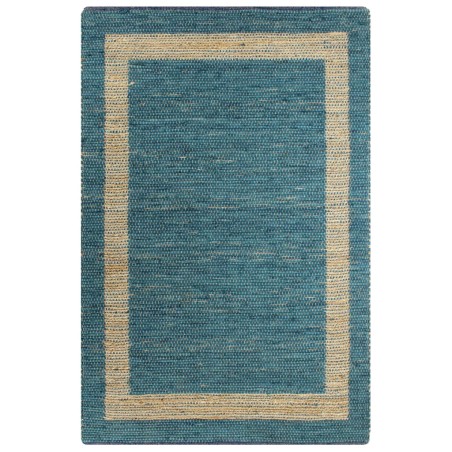 vidaXL Alfombra hecha a mano de yute azul 120x180 cm