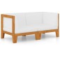 vidaXL Sofá 2 plazas y cojines blanco crema madera maciza de acacia vidaXL Sofá 2 plazas y cojines blanco crema madera maciza de acacia