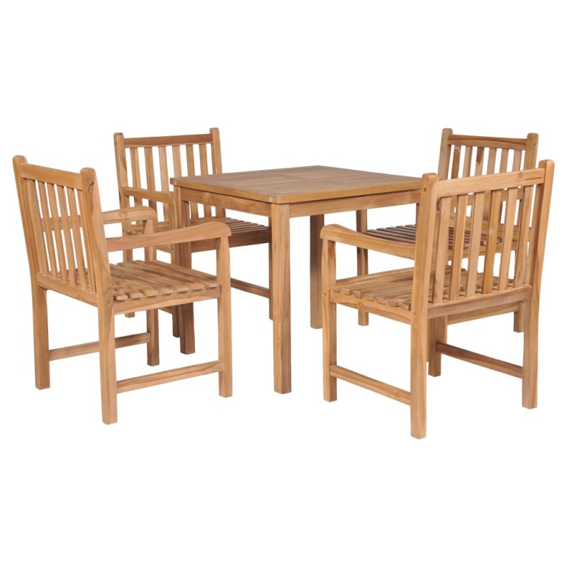 vidaXL Set de comedor exterior 5 piezas de madera maciza de teca vidaXL Set de comedor exterior 5 piezas de madera maciza de teca