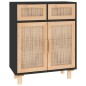 vidaXL Aparador negro madera pino maciza y ratán natural 60x30x75 cm vidaXL Aparador negro madera pino maciza y ratán natural 60x30x75 cm
