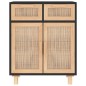vidaXL Aparador negro madera pino maciza y ratán natural 60x30x75 cm vidaXL Aparador negro madera pino maciza y ratán natural 60x30x75 cm