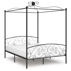 vidaXL Estructura de cama con dosel metal negro 180x200 cm