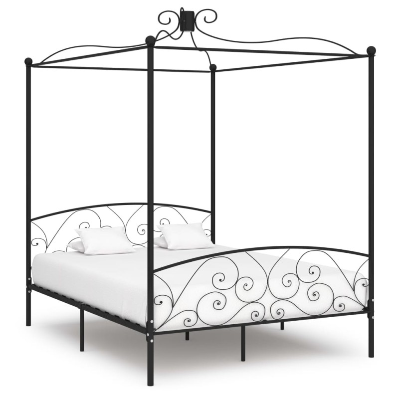 vidaXL Estructura de cama con dosel metal negro 180x200 cm vidaXL Estructura de cama con dosel metal negro 180x200 cm