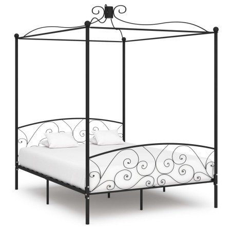 vidaXL Estructura de cama con dosel metal negro 180x200 cm