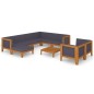 vidaXL Juego muebles de jardín y cojines 10 pzas madera maciza acacia vidaXL Juego muebles de jardín y cojines 10 pzas madera maciza acacia