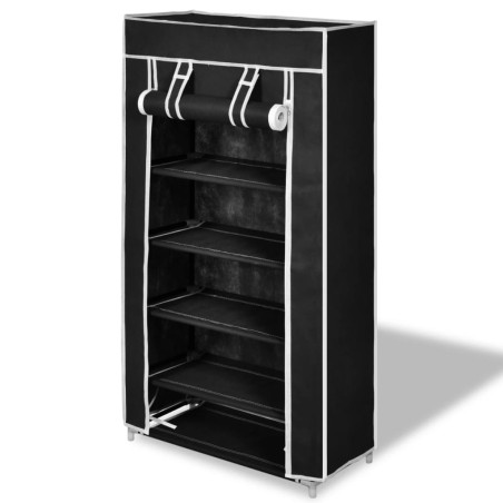 vidaXL Zapatero de tela con cubierta negro 58x28x106 cm