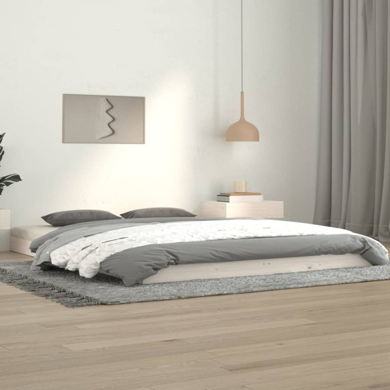vidaXL Estructura de cama de madera maciza de pino blanco 140x190 cm vidaXL Estructura de cama de madera maciza de pino blanco 140x190 cm