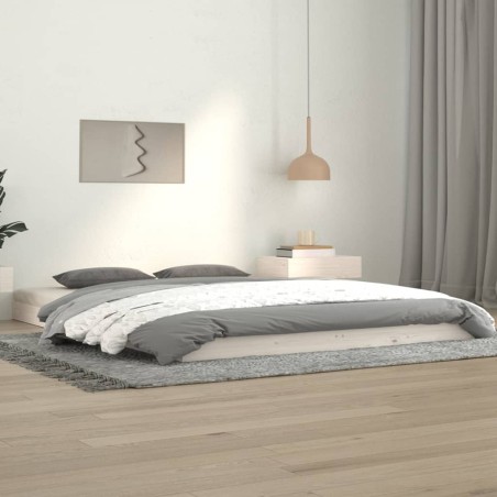 vidaXL Estructura de cama de madera maciza de pino blanco 140x190 cm