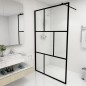 vidaXL Mampara de ducha accesible con vidrio templado negro 115x195 cm