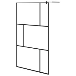 vidaXL Mampara de ducha accesible con vidrio templado negro 115x195 cm