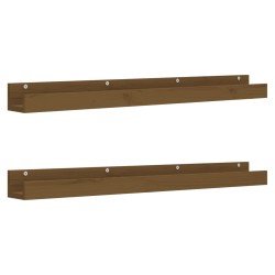vidaXL Estantes de pared 2 uds madera de pino marrón miel 110x12x9 cm